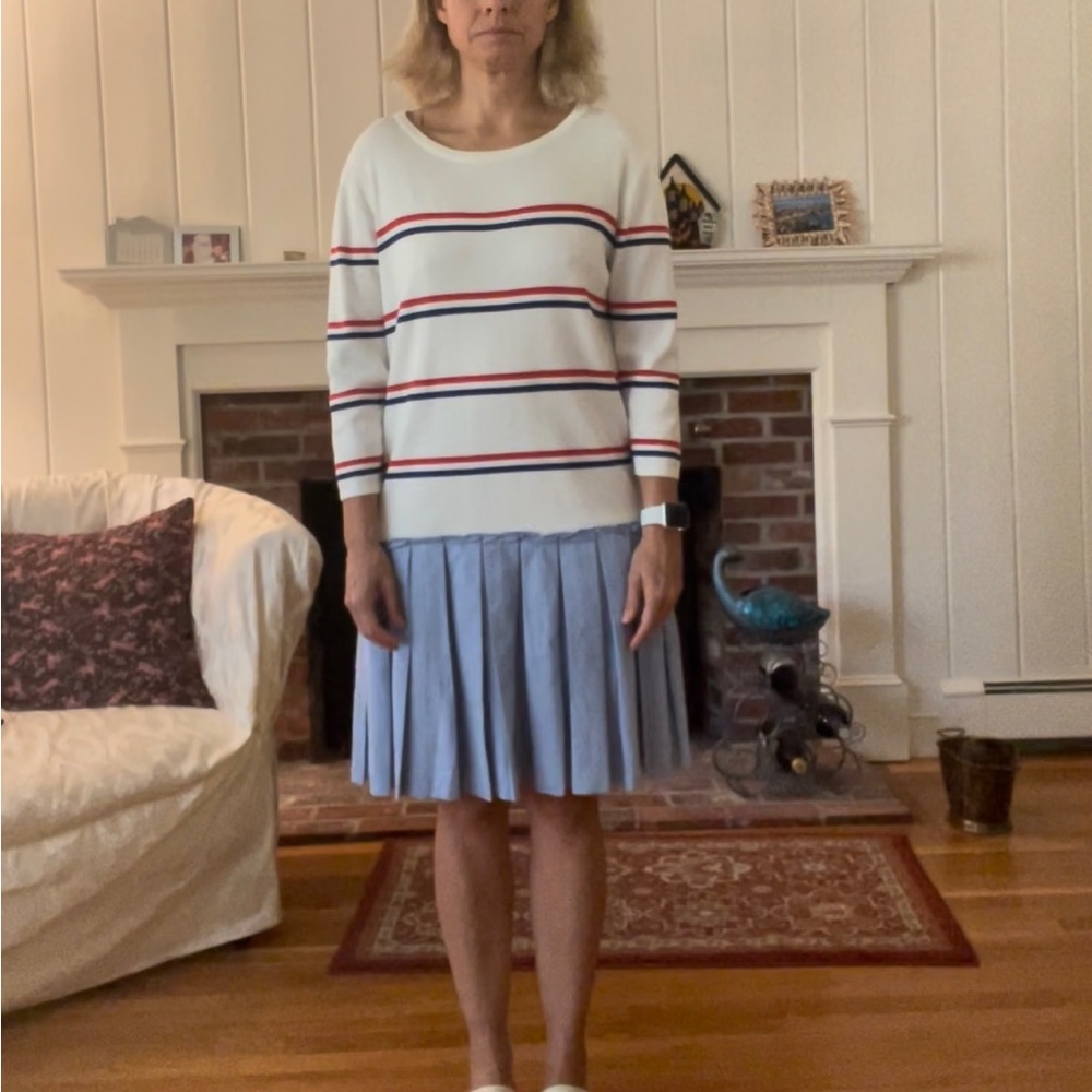 English Factory Sweater Dress with Pleated Skirt